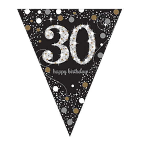 Happy Birthday 30th Gold Celebration Pennant Banner