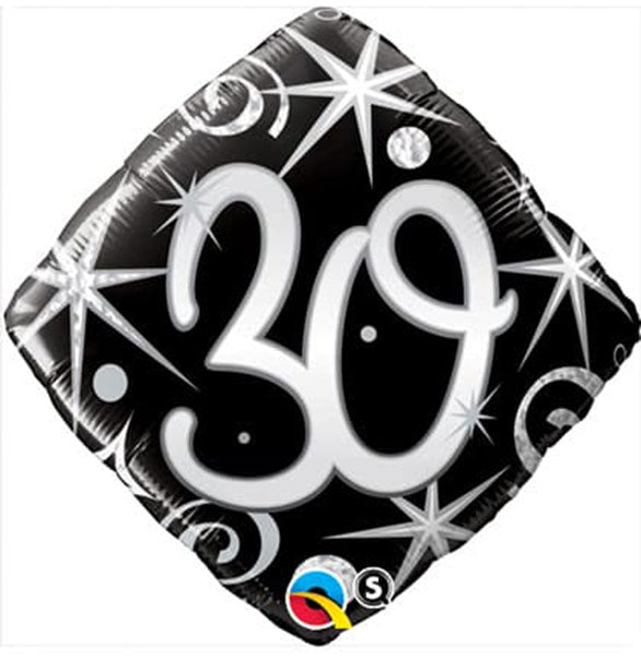 18" 30th Elegant Sparkles & Swirls Foil Balloon