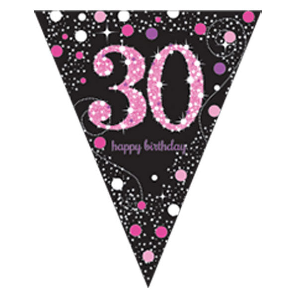 Happy Birthday 30th Pink Celebration Pennant Banner