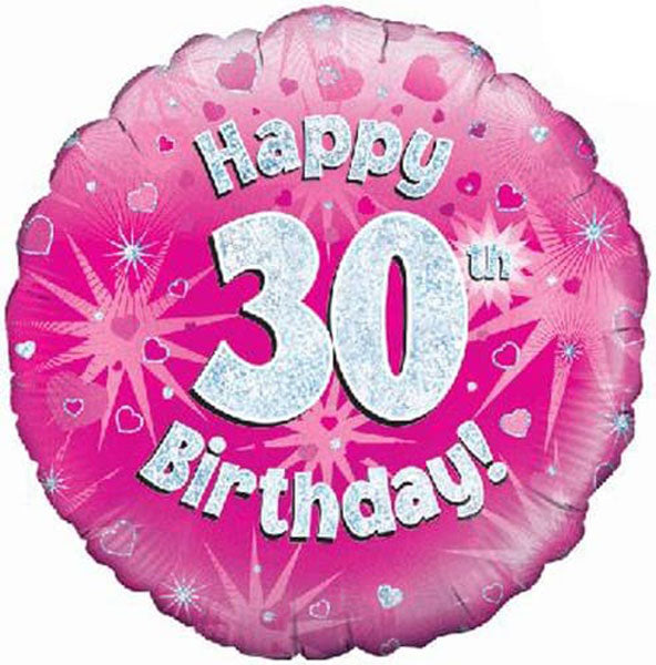 18" Happy 30th Birthday Pink Foil Balloon