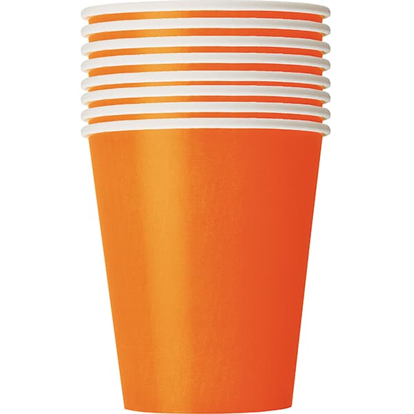 Pumpkin Orange Paper Cups 8pk