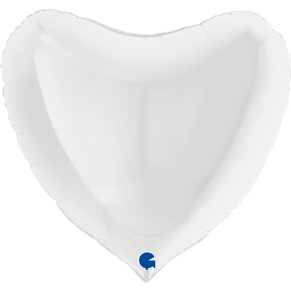 36" White Heart Shape Foil Balloon