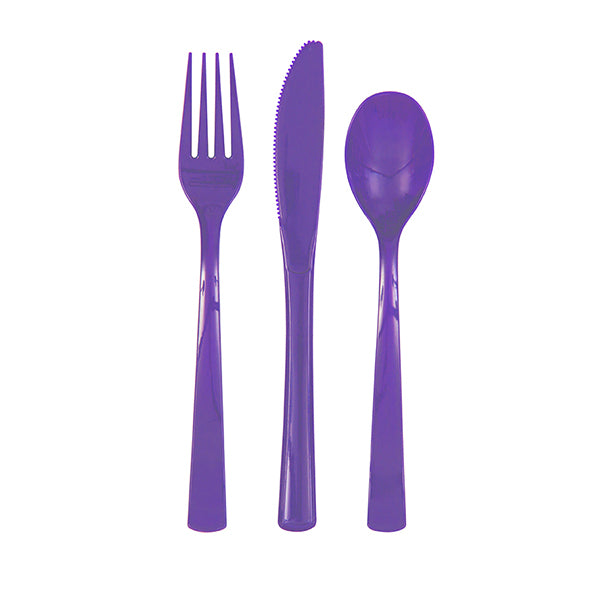 Neon Purple Assorted Cutlery 18pk
