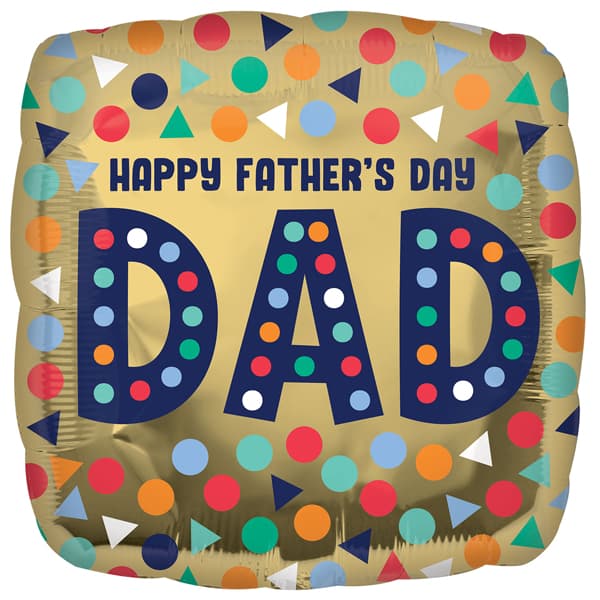 18" Happy Fathers Day Gold Foil Balloon