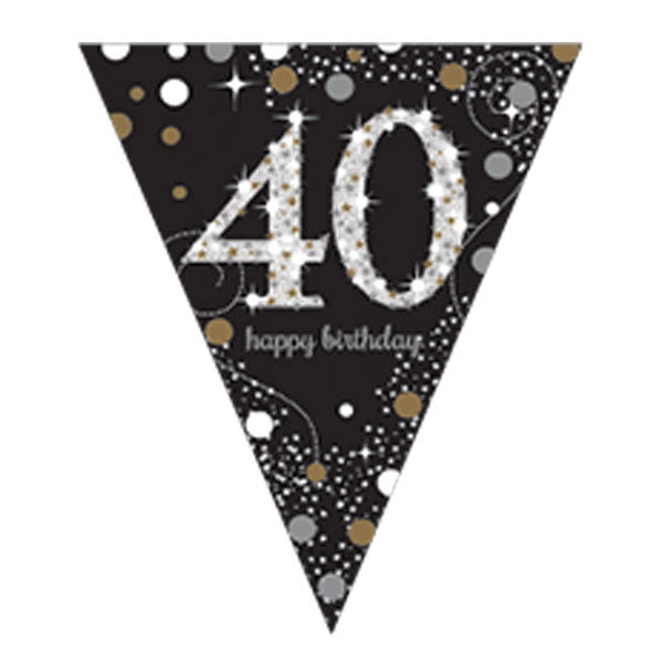 Happy Birthday 40th Gold Celebration Pennant Banner