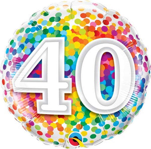 18" Age 40th Birthday Confetti Foil Balloon