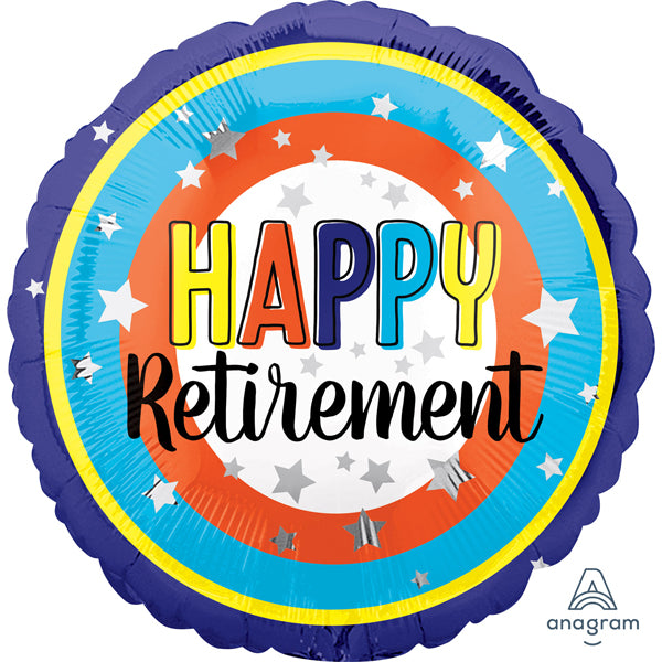 18" Happy Retirement Circles Foil Balloon