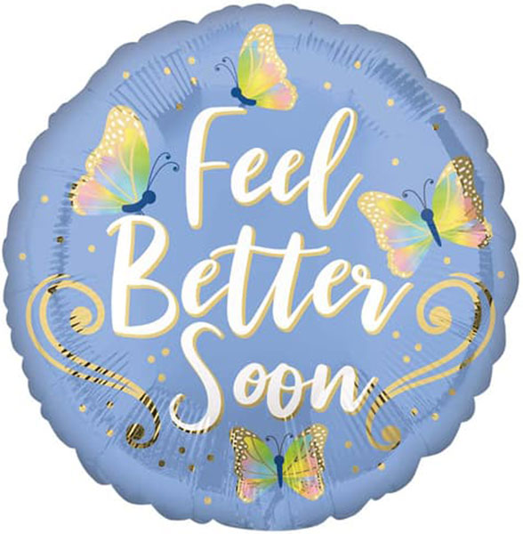 18" Feel Better Soon Butterflies Foil Balloon