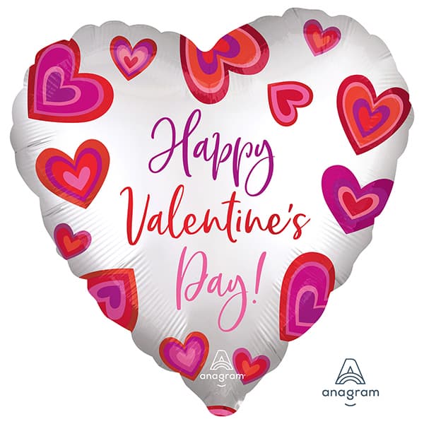 18" Happy Valentines Day Floating Hearts Foil Balloon
