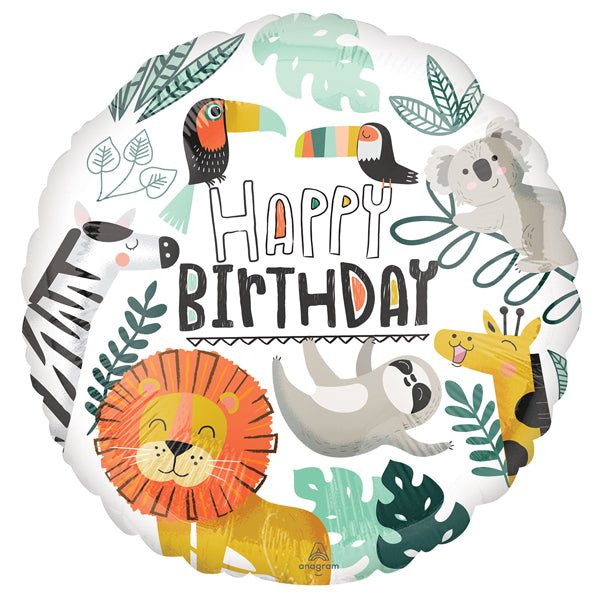 18" Get Wild Happy Birthday Foil Balloon