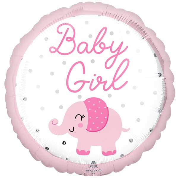 18" Baby Girl Elephant Foil Balloon