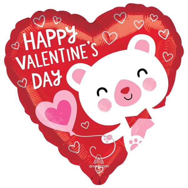18" Happy Valentines Day Bear Foil Balloon