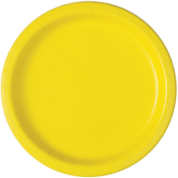 7" Neon Yellow Paper Plates 8pk
