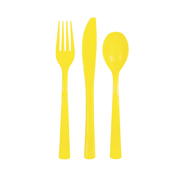 Neon Yellow Assorted Cutlery 18pk