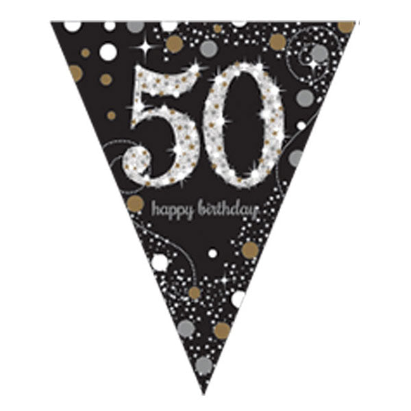 Happy Birthday 50th Gold Celebration Pennant Banner