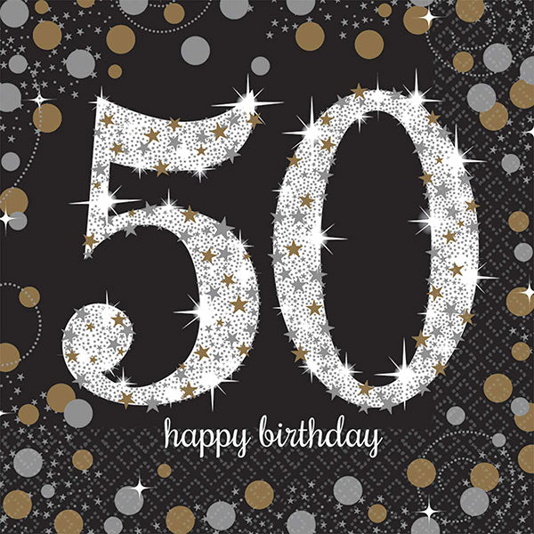 50th Gold Celebration Birthday Napkins 16pk