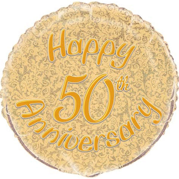 18" 50th Golden Wedding Anniversary Foil Balloon