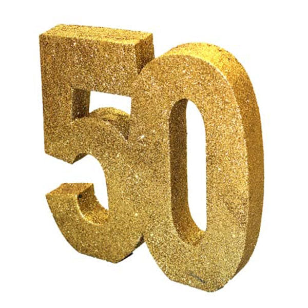 50th Gold Glitter Table Decoration