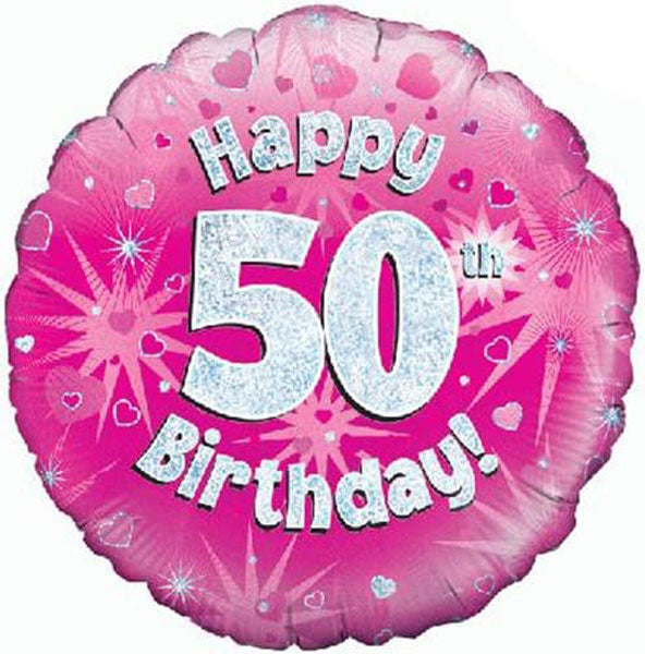 18" Happy 50th Birthday Pink Foil Balloon