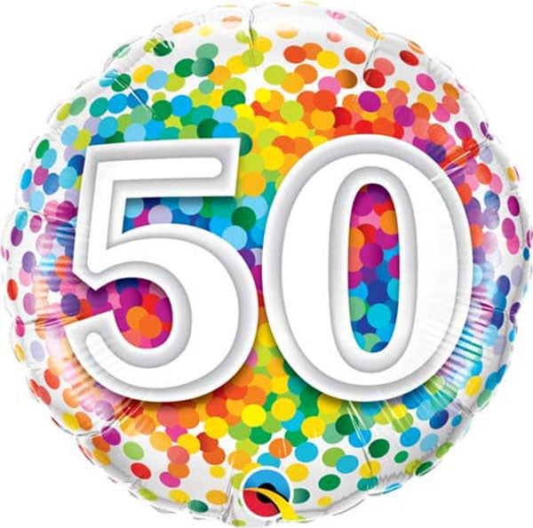 18" Age 50th Birthday Confetti Foil Balloon