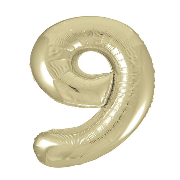 Champagne Gold 9 Large Shape Number Balloon