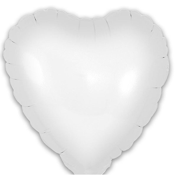 9" Matte White Heart Shape Self Sealing Air Fill Balloon 5pk