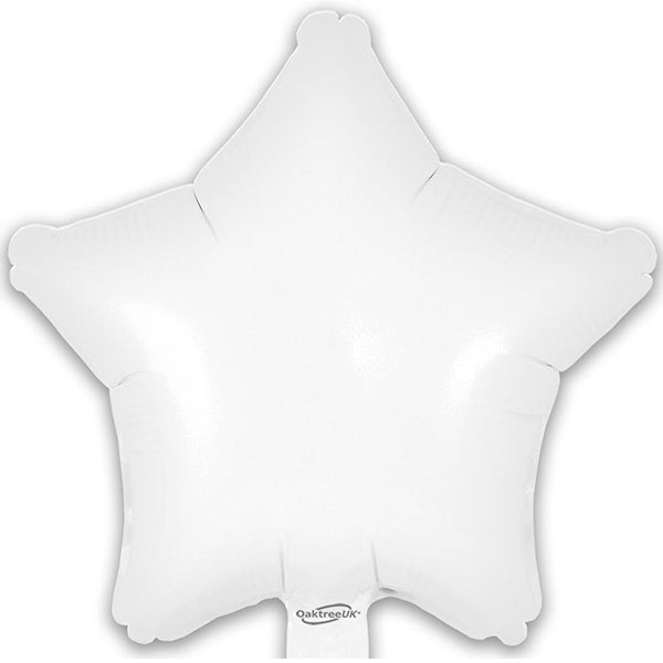 9" Matte White Star Shape Self Sealing Air Fill Balloon 5pk