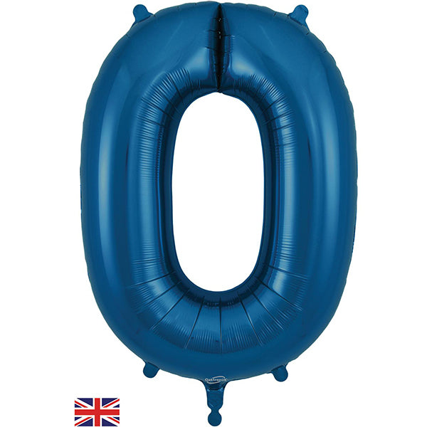 Navy Blue 0 Large Shape Number Balloon