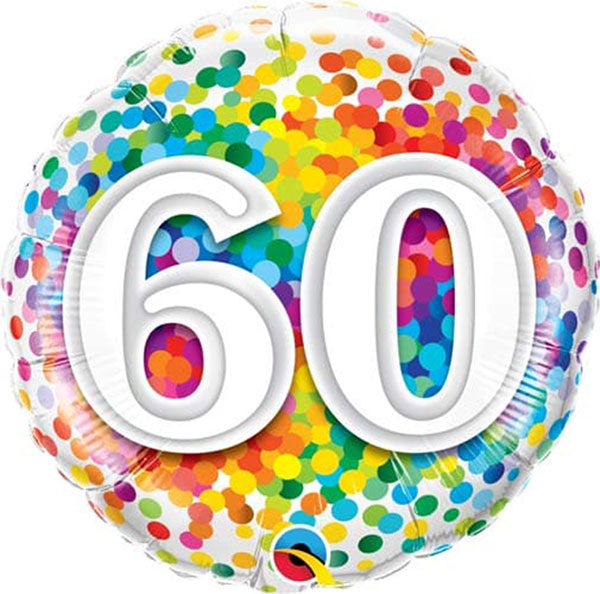 18" Age 60th Birthday Confetti Foil Balloon