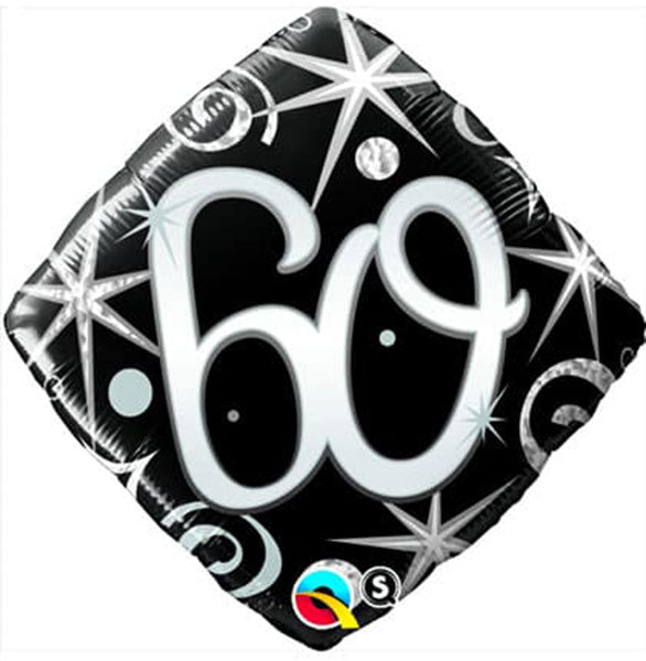 18" 60th Elegant Sparkles & Swirls Foil Balloon