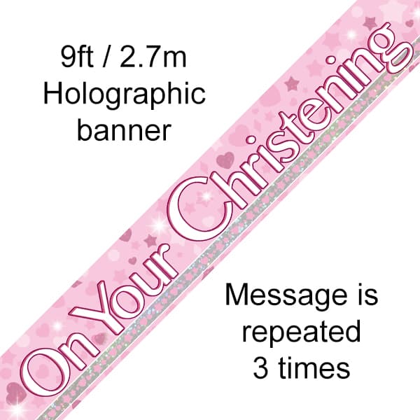 Pink On Your Christening Banner
