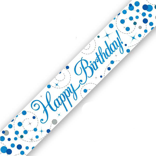 Happy Birthday Blue Sparkling Fizz Banner