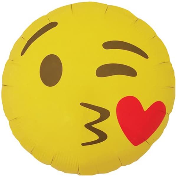 18" Emoticon Kissing Heart Foil Balloon