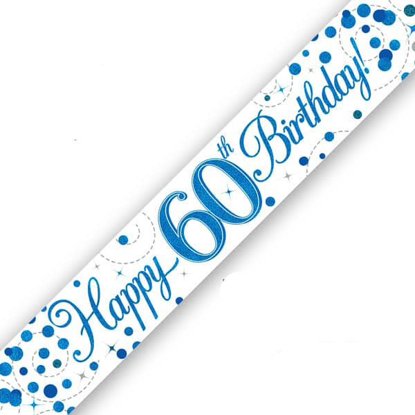 Happy 60th Birthday Blue Sparkling Fizz Banner