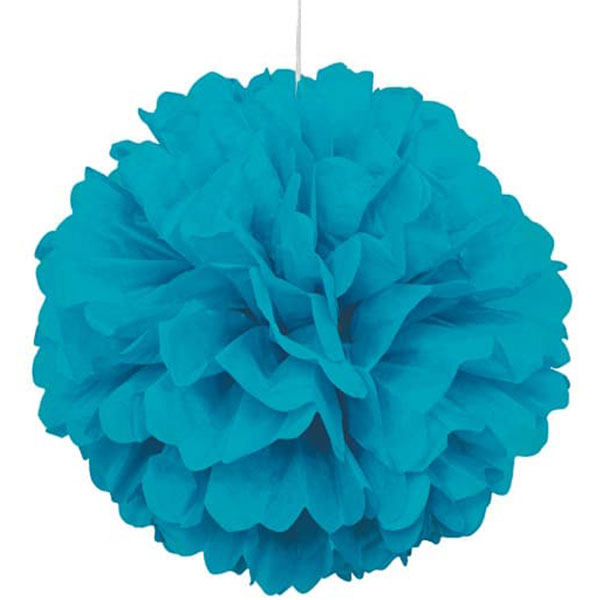 Caribbean Blue Fluffy Paper Decorations