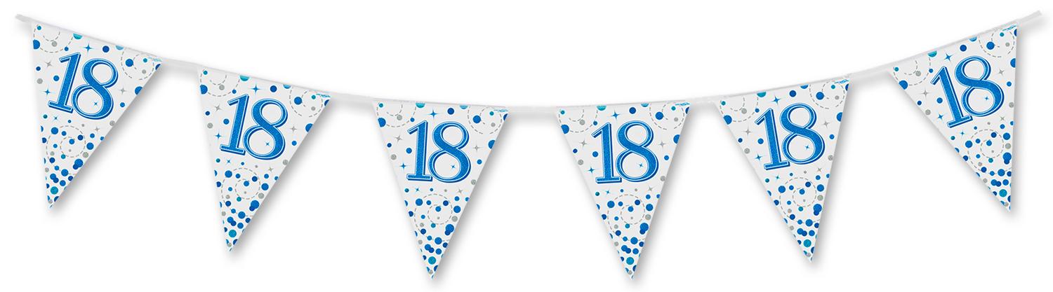 Happy 18th Birthday Blue Sparkling Fizz Bunting