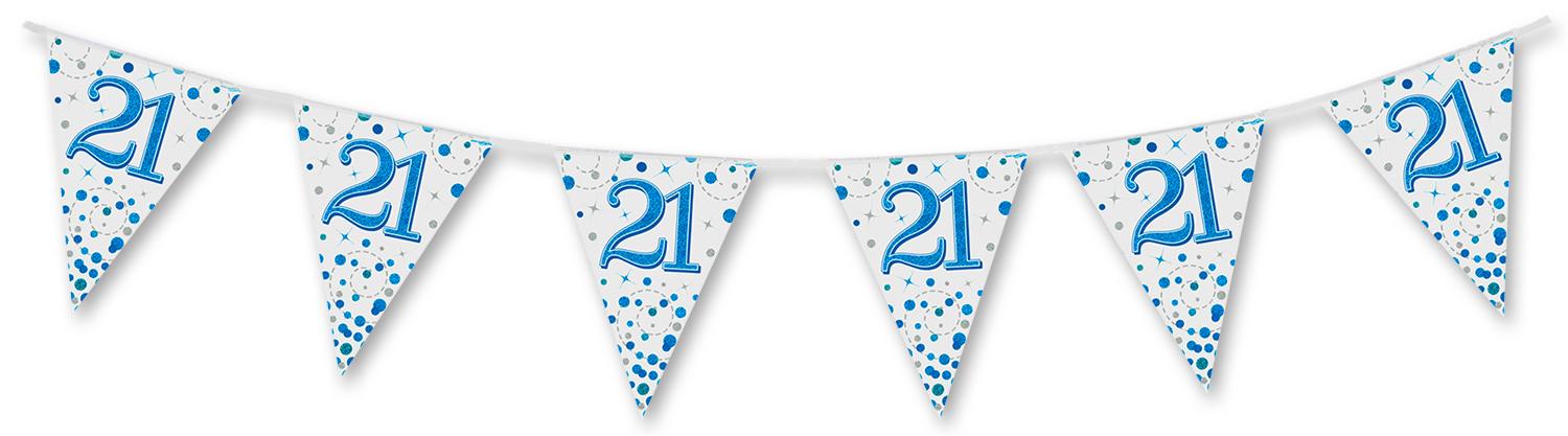 Happy 21st Birthday Blue Sparkling Fizz Bunting