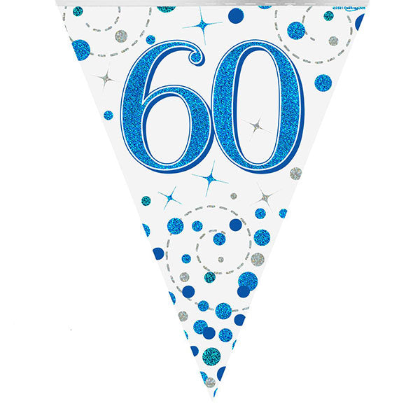 Happy 60th Birthday Blue Sparkling Fizz Bunting