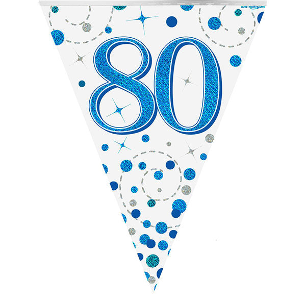 Happy 80th Birthday Blue Sparkling Fizz Bunting