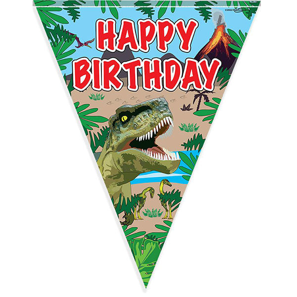Happy Birthday Dinosaur Bunting Flag Banner