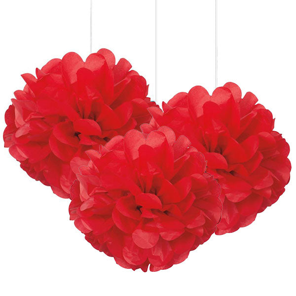 Red Fluffy Paper Decorations