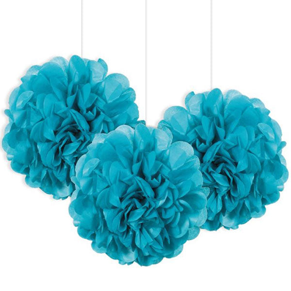 Caribbean Blue Fluffy Paper Decorations