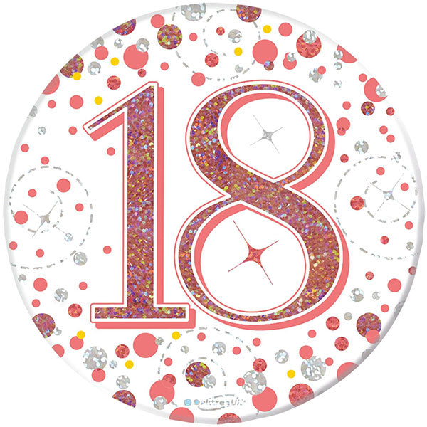 18th Birthday Rose Gold Sparkling Fizz Badge