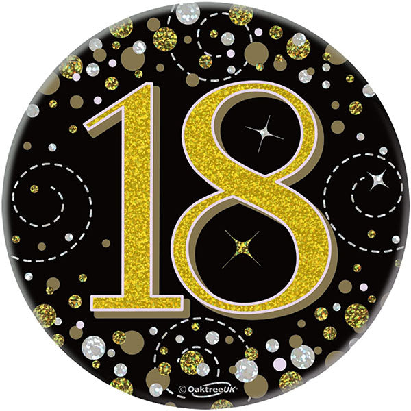 18th Birthday Black Sparkling Fizz Badge