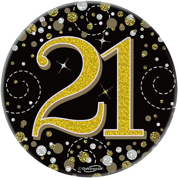 21st Birthday Black Sparkling Fizz Badge
