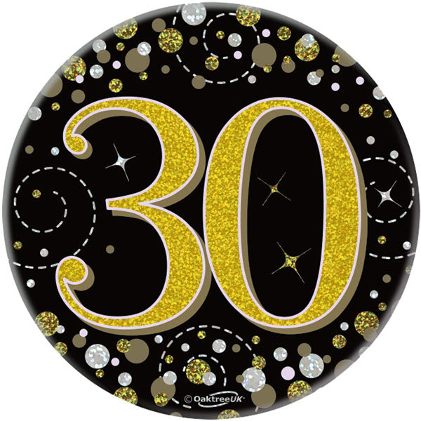 30th Birthday Black Sparkling Fizz Badge