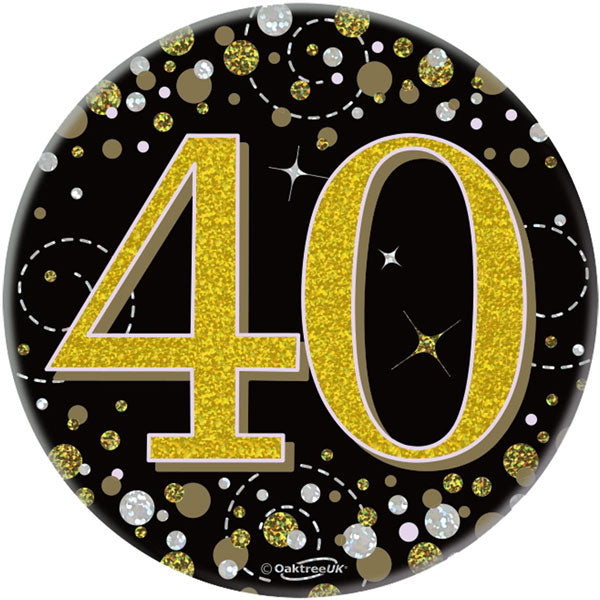 40th Birthday Black Sparkling Fizz Badge