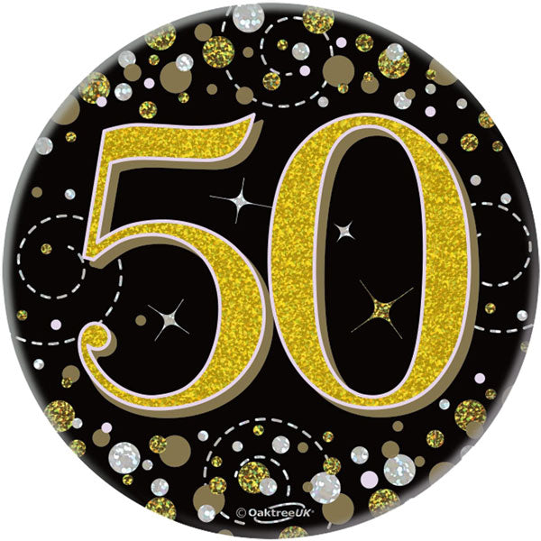50th Birthday Black Sparkling Fizz Badge