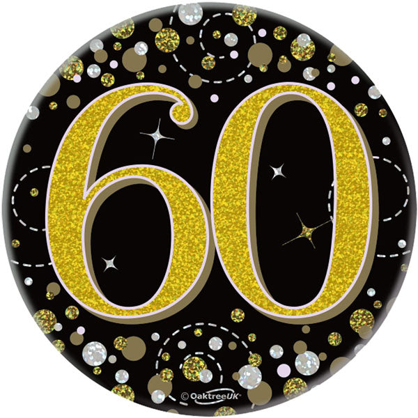 60th Birthday Black Sparkling Fizz Badge