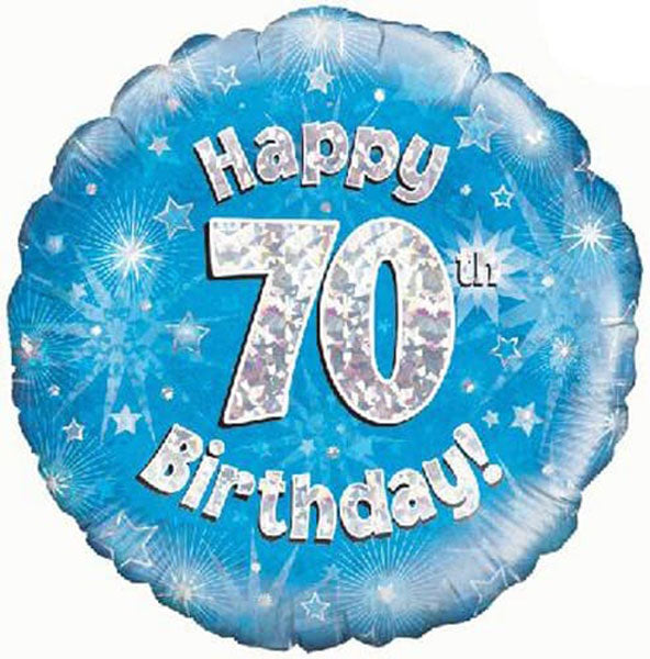 18" Happy 70th Birthday Blue Foil Balloon
